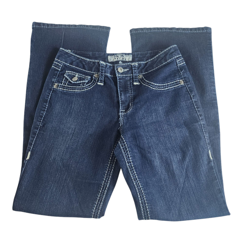 17/21 Exclusive Dark Denim Jeans Thick Stitch Flare Leg Women's Size 6